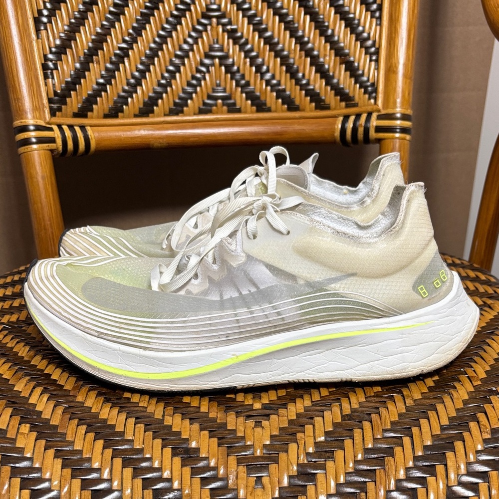 Nike Men’s Athletic Running Shoes in White and Neon Yellow